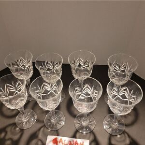 Galway Ireland Cut 24kt Crystal Nwob Unused kylemore 8 Wine Goblet set Nwot